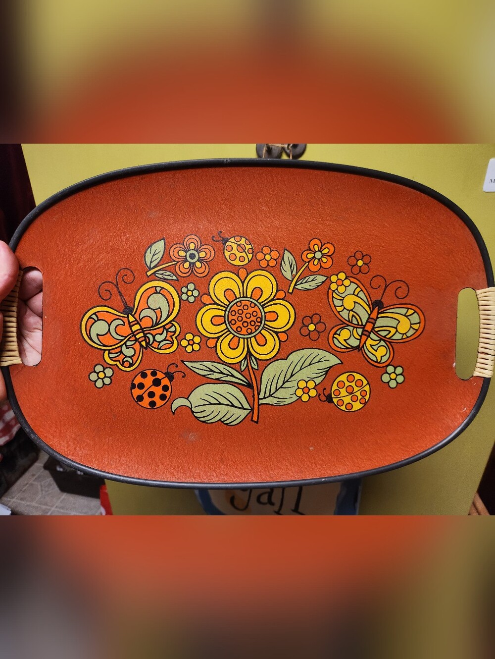 Retro Orange Floral Serving Tray